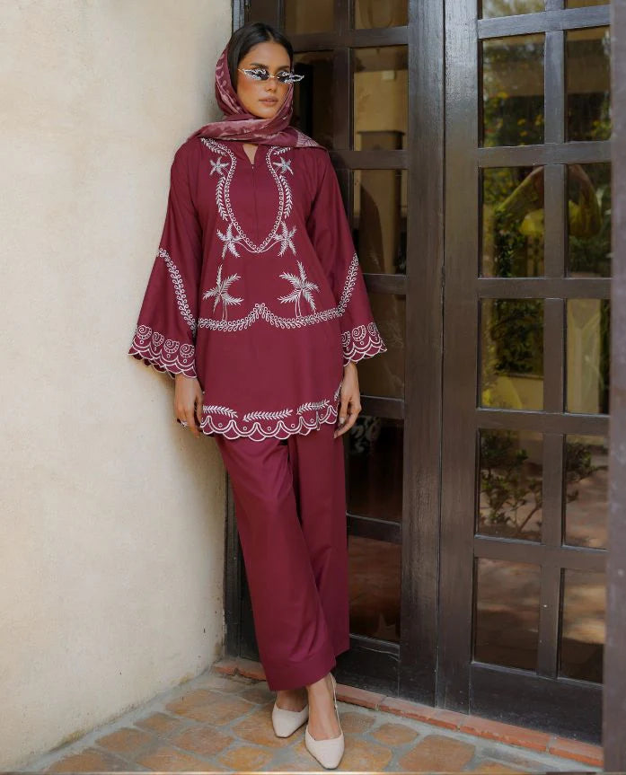 3PC-Embroidery Suit With Wool Shawl-AB-26