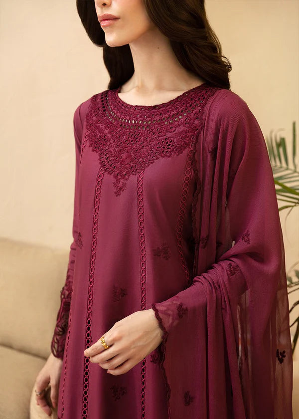 3PC-Embroidery Suit With Shafon Embroidery Dubta-AB-25