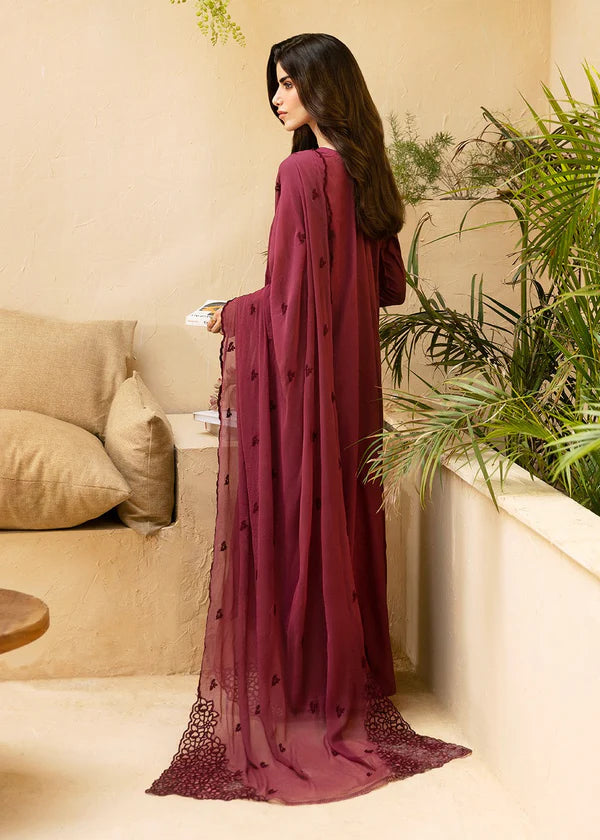 3PC-Embroidery Suit With Shafon Embroidery Dubta-AB-25