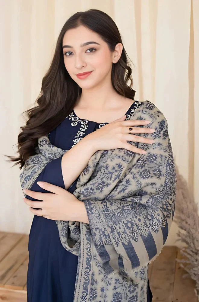 3PC Unstitched Dhanak Embroidery Suit-AB105