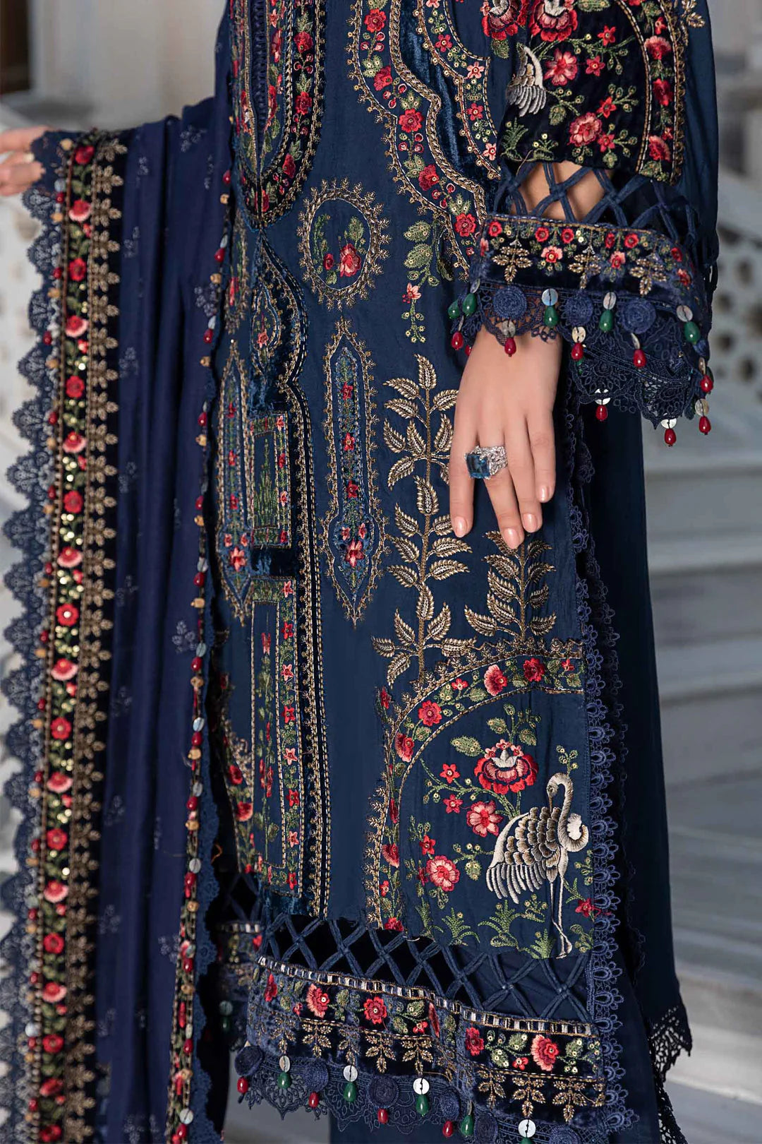 3 PC - EMBROIDERED DHANAK SUIT-AB161