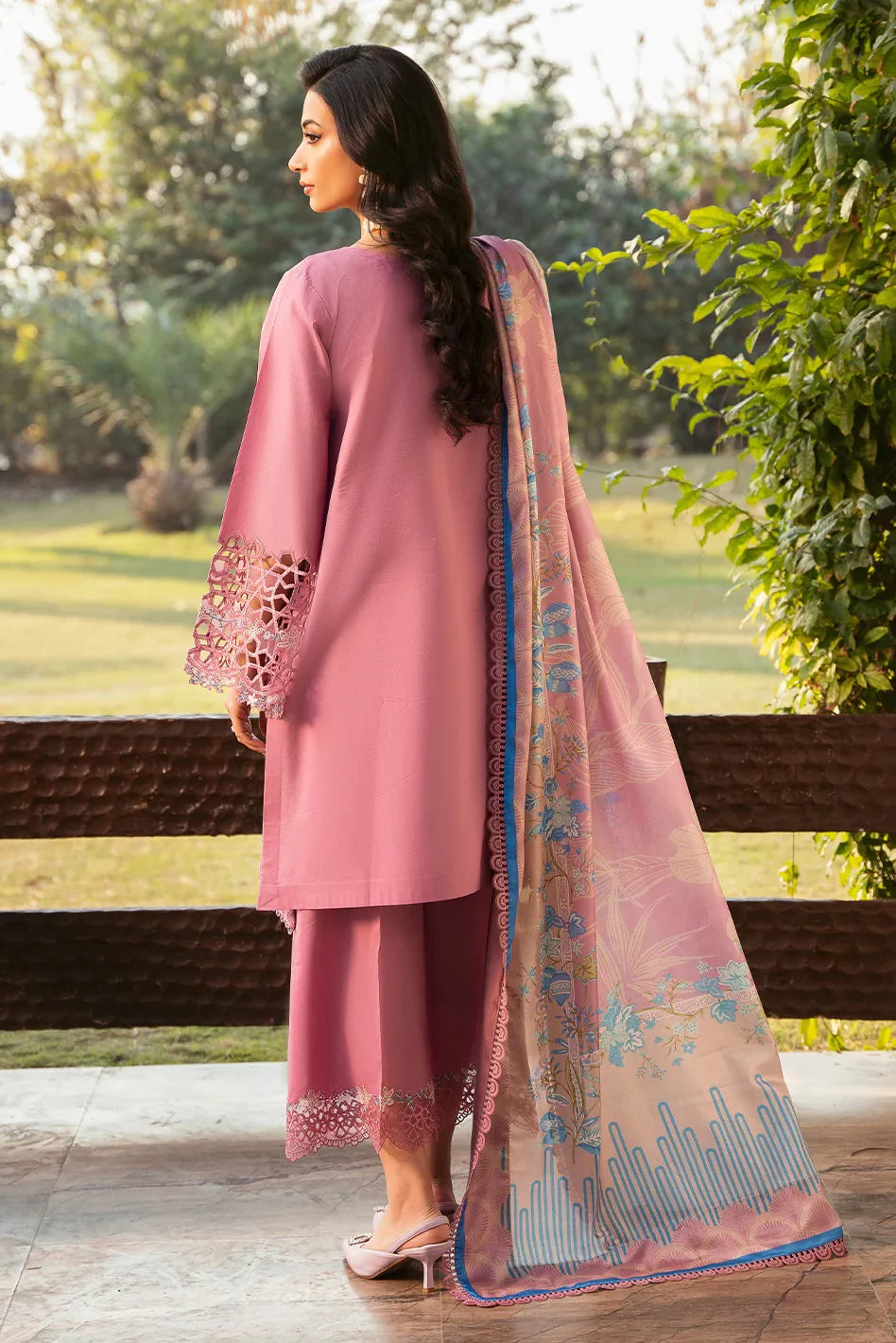 3 PC - EMBROIDERED DHANAK SUIT-AB142