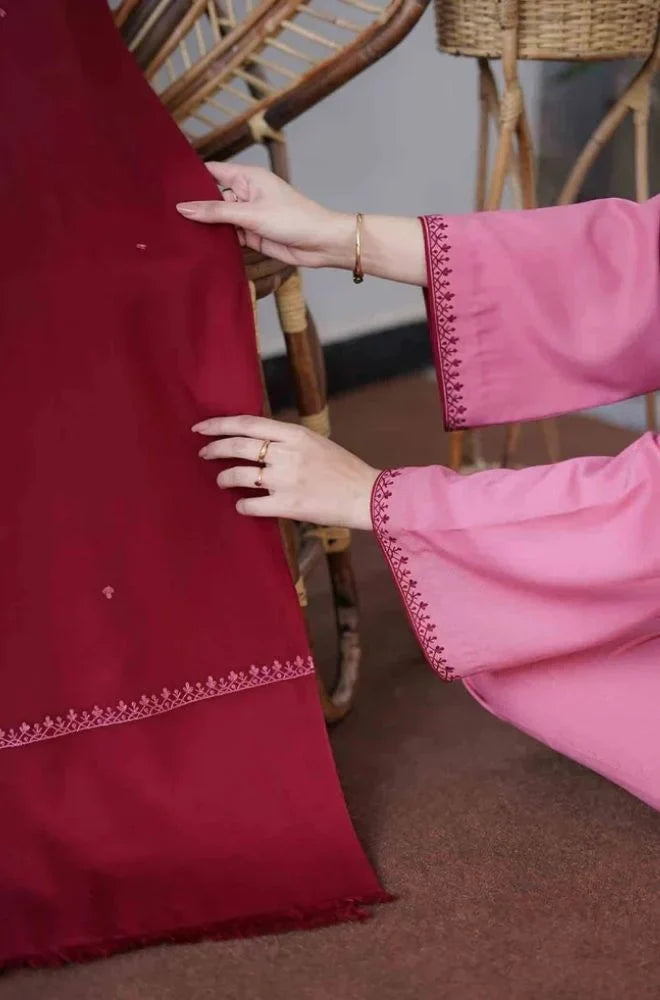 3PC Unstitched Dhanak Embroidery Suit-AB104