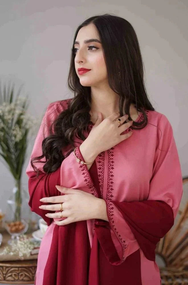 3PC Unstitched Dhanak Embroidery Suit-AB104