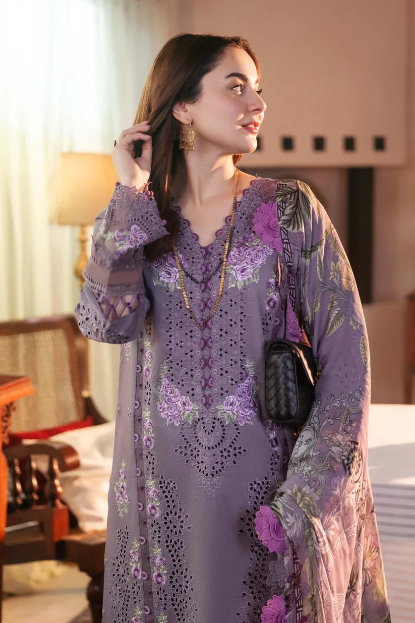 3PC Unstitched Dhanak Embroidered Shirt with Embroidered Dhanak Shawl and Trousers -AB105