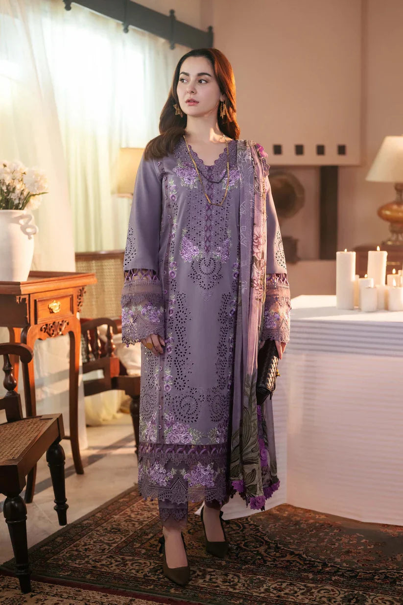 3PC Unstitched Dhanak Embroidered Shirt with Embroidered Dhanak Shawl and Trousers -AB105
