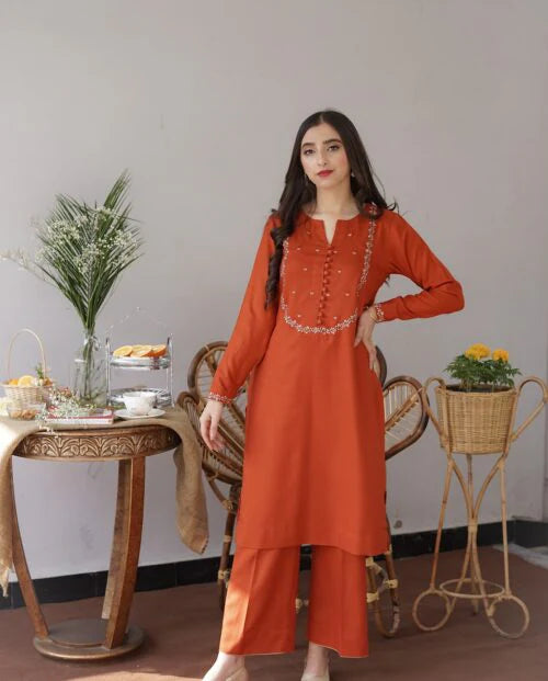3PC Embroidery Suit with Dhanak Shawl-AB-02