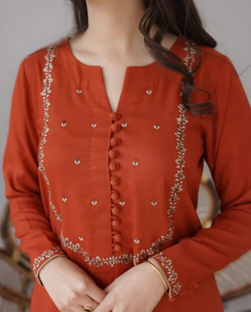 3PC Embroidery Suit with Dhanak Shawl-AB-02