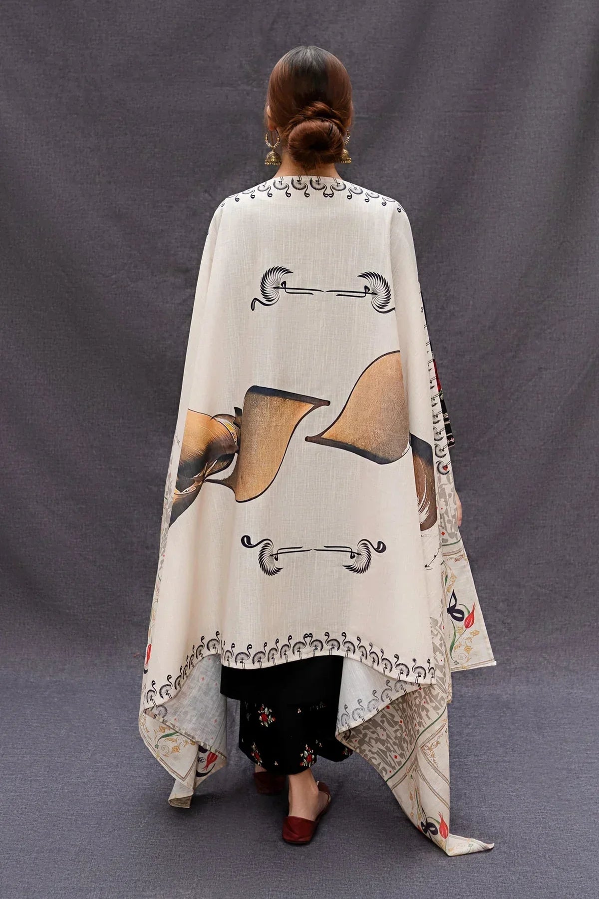 3PC-Embroidery Suit With Wool Shawl-AB-135