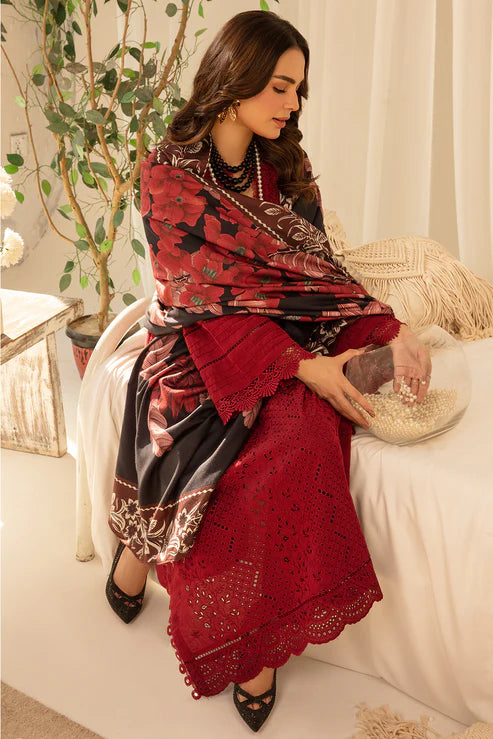 3PC Embroidery Suit with Wool Shawl-AB-05