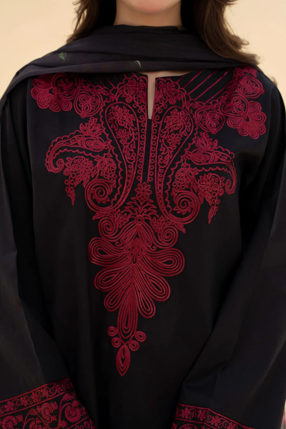 3PC Unstitched Dhanak Embroidered Shirt with Embroidered Dhanak Shawl and Trousers -AB121