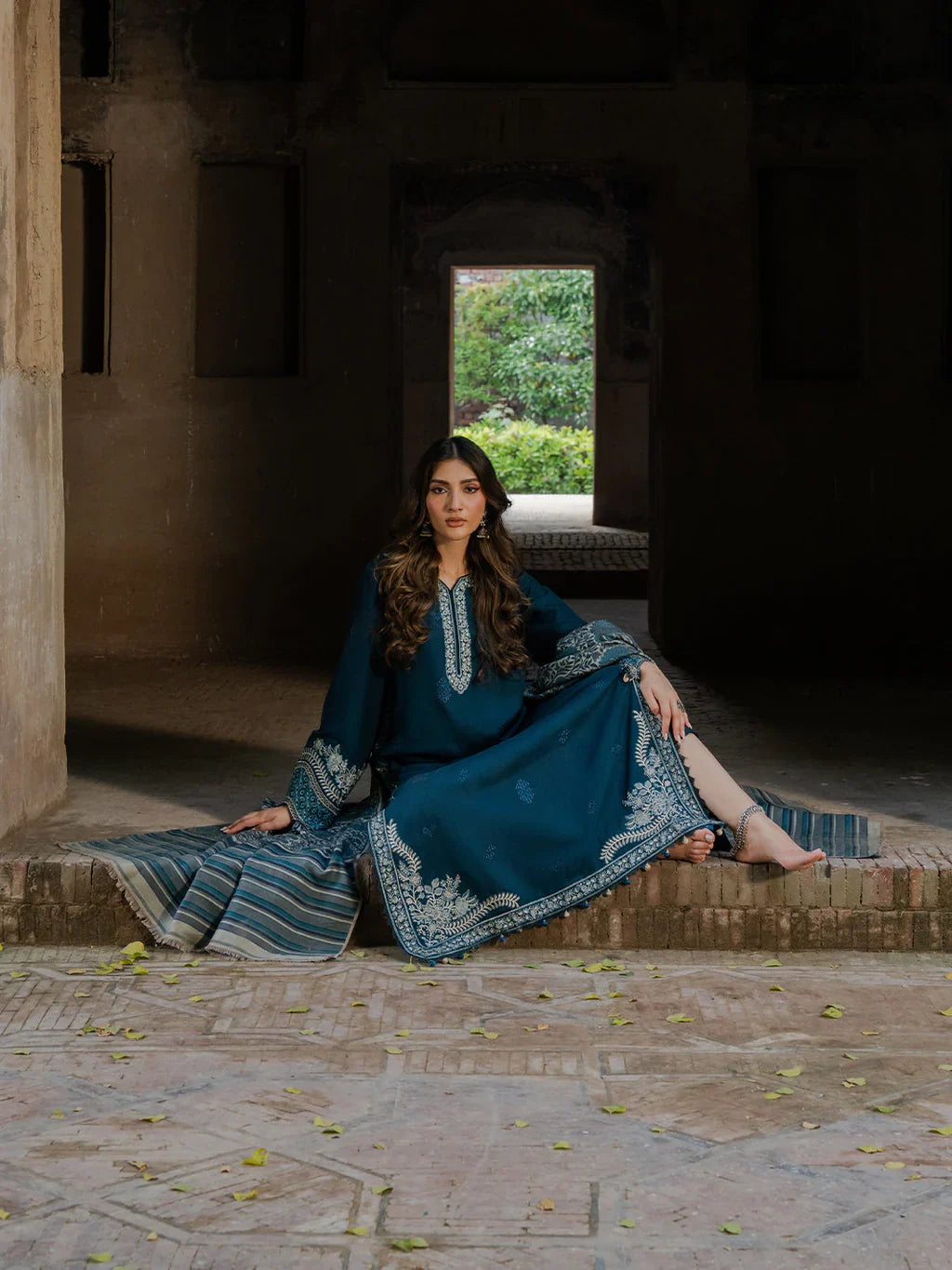 3 PC - EMBROIDERED DHANAK SUIT-AB163