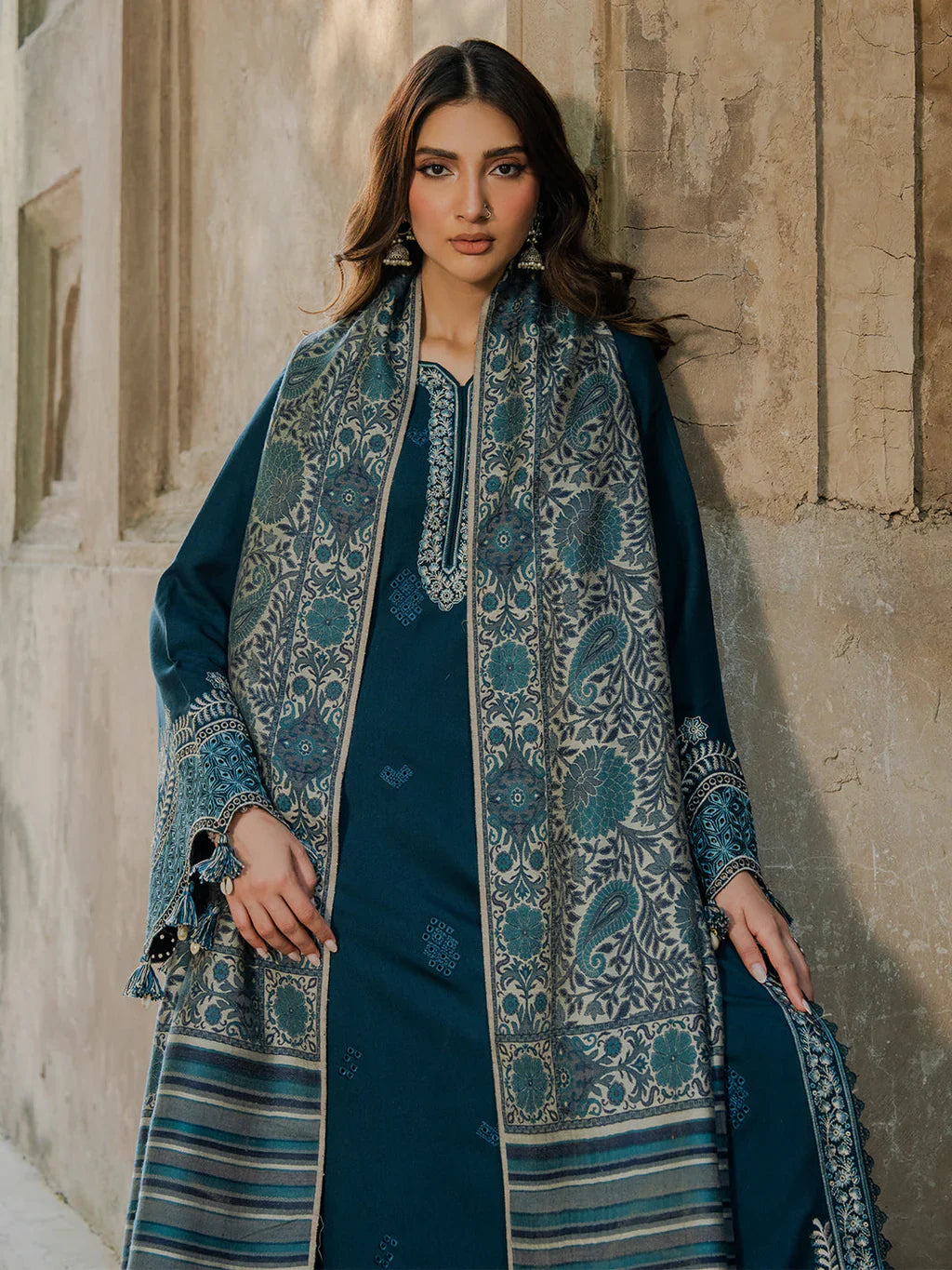 3 PC - EMBROIDERED DHANAK SUIT-AB163