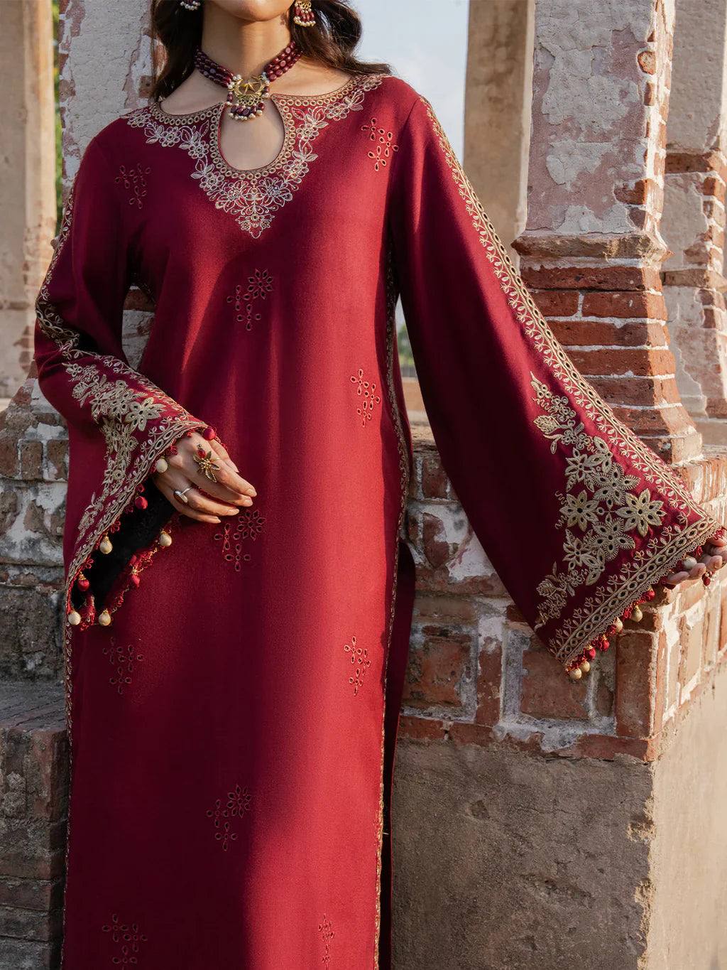 3 PC - EMBROIDERED DHANAK SUIT-AB164