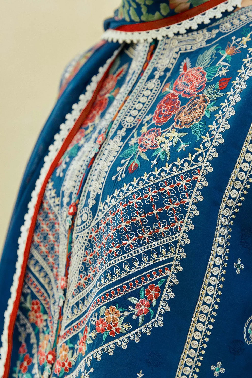 3PC Unstitched Dhanak Embroidered Shirt with Embroidered Dhanak Shawl and Trousers -AB113