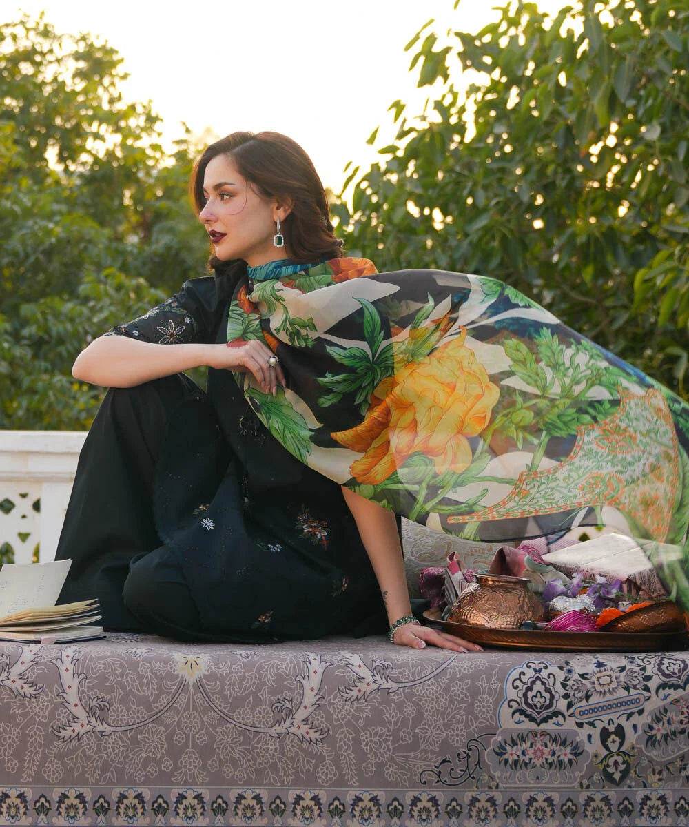 3PC Unstitched Dhanak Embroidered Shirt, AB28