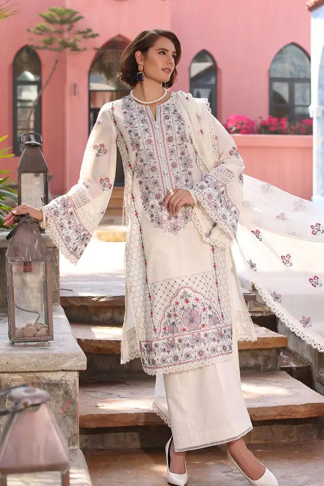 3PC Dhanak Embroidery Sute Printed Wool  Shawl(Unstiched) -ABDHANAK-01