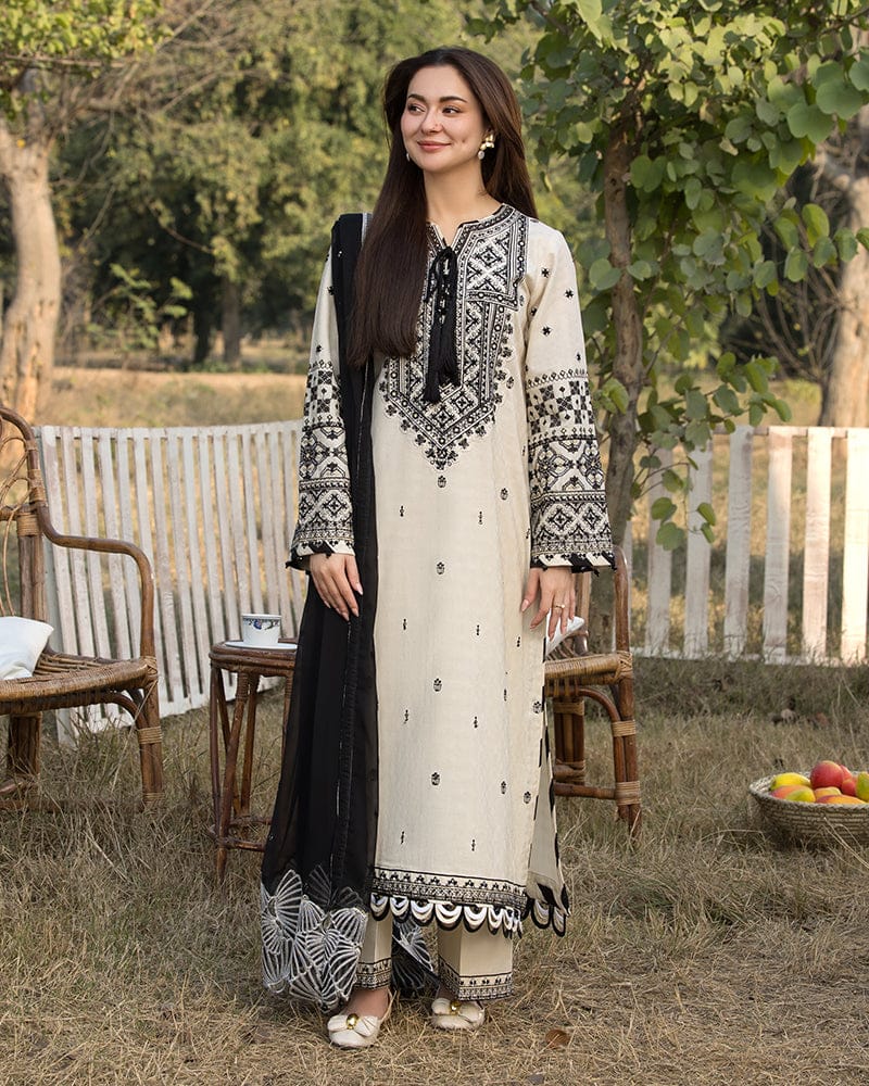 3Pc Dhanak Embroidery Sute Printed Wool  Shawl(Unstiched) -ABDHANAK-05