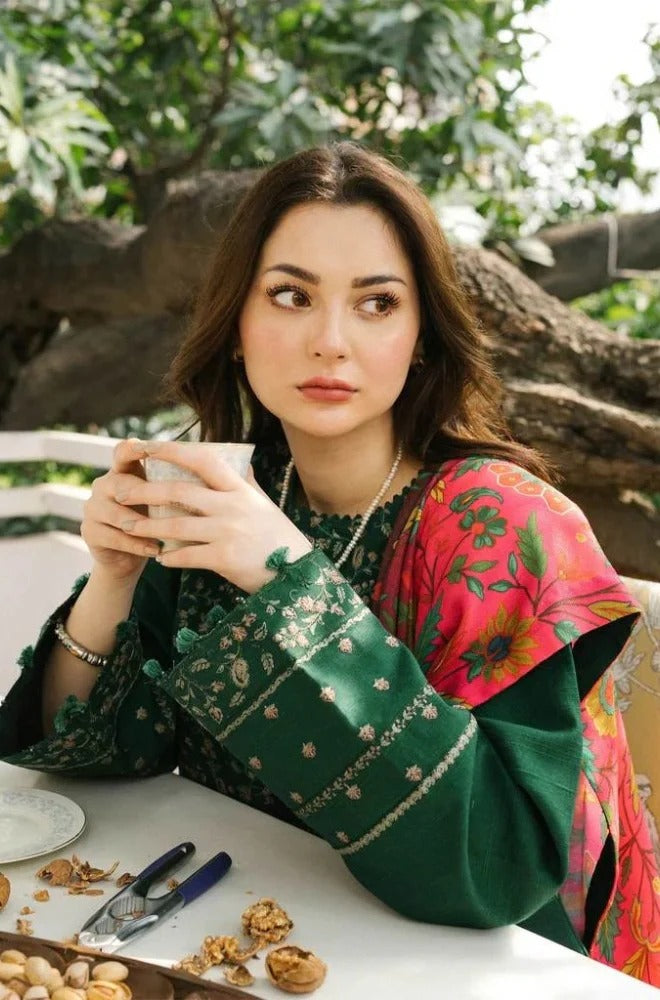 3PC Unstitched Dhanak Embroidery Suit-AB116