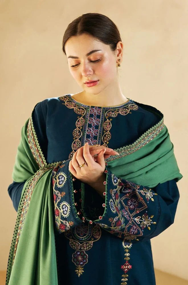 3PC Unstitched Dhanak Embroidery Suit-AB135