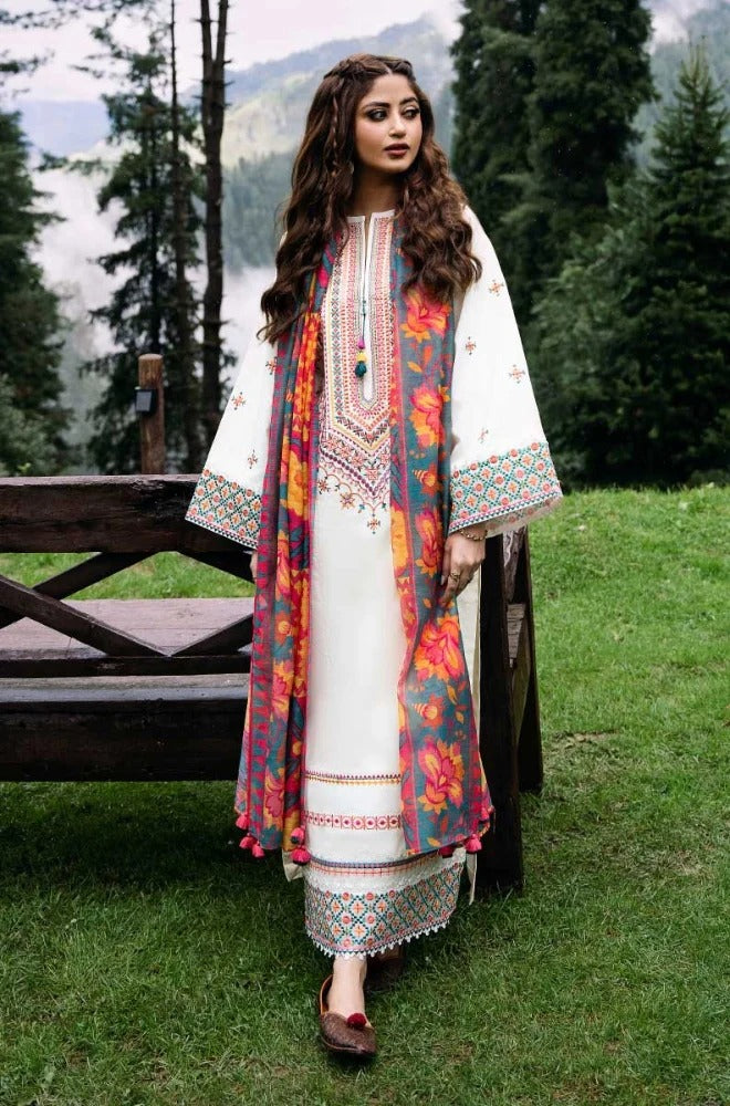 3PC Unstitched Dhanak Embroidery Suit-AB137