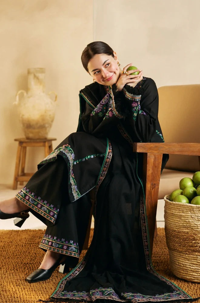 3PC Unstitched Dhanak Embroidery Suit-AB136