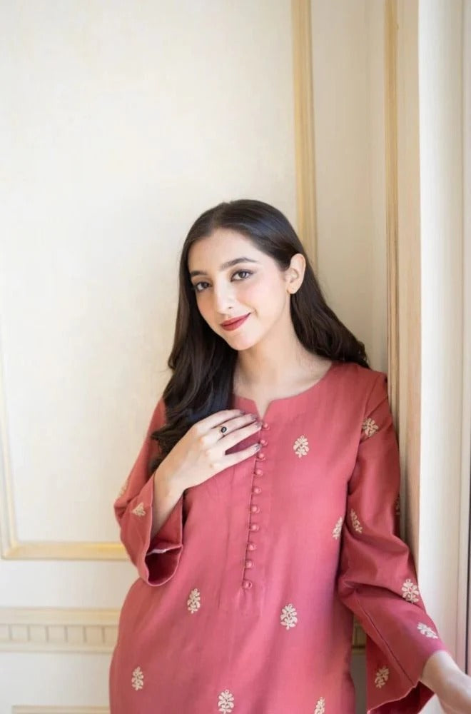 3PC Unstitched Dhanak Embroidery Suit-AB115