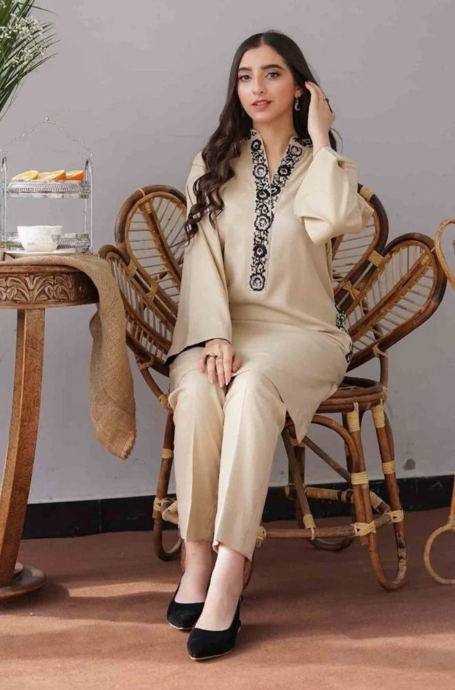 3PC Unstitched Dhanak Embroidery Suit-AB108