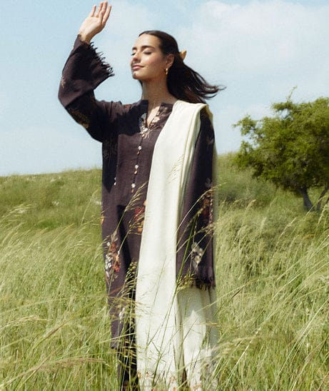 3PC Unstitched Dhanak Embroidered Shirt, AB21