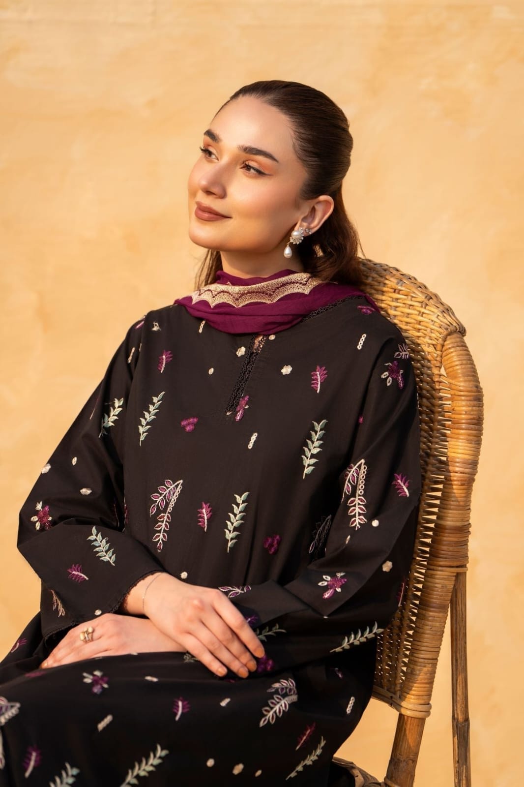 3PC Unstitched Dhanak Embroidered Shirt, AB26