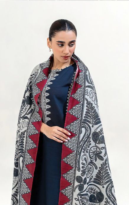 3PC Unstitched Dhanak Embroidered Shirt, AB29