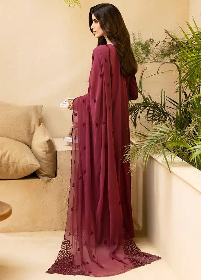 3 PC - EMBROIDERED DHANAK SUIT-AB151