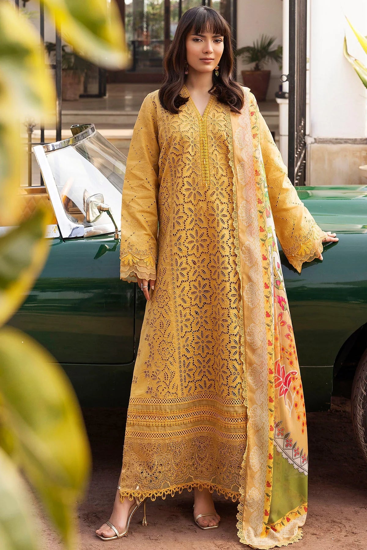 3PC-Embroidery Suit With Pashmina Shawl-AB-137