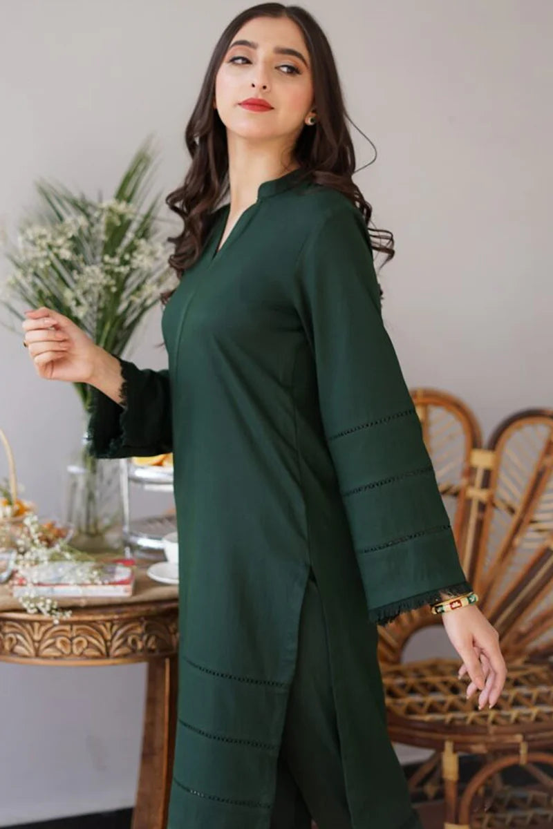 3PC Embroidery Suit with Wool Shawl-AB-08