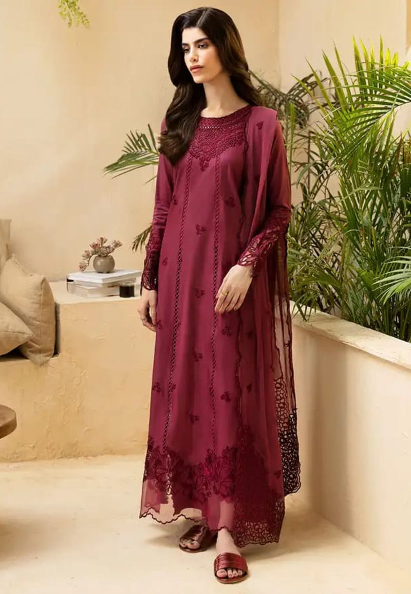 3 PC - EMBROIDERED DHANAK SUIT-AB151