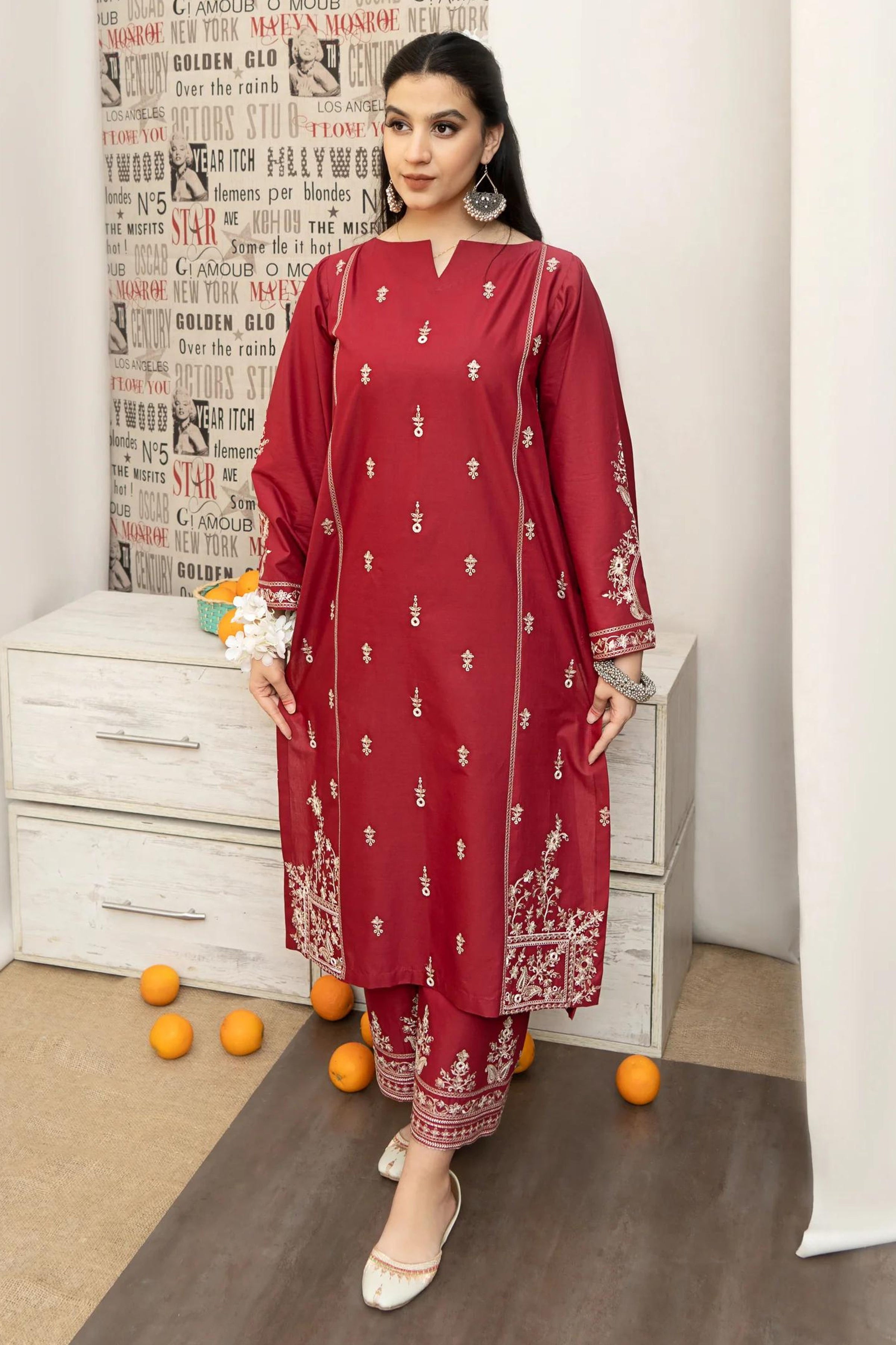 3PC Unstitched Dhanak Embroidery Suit-AB19