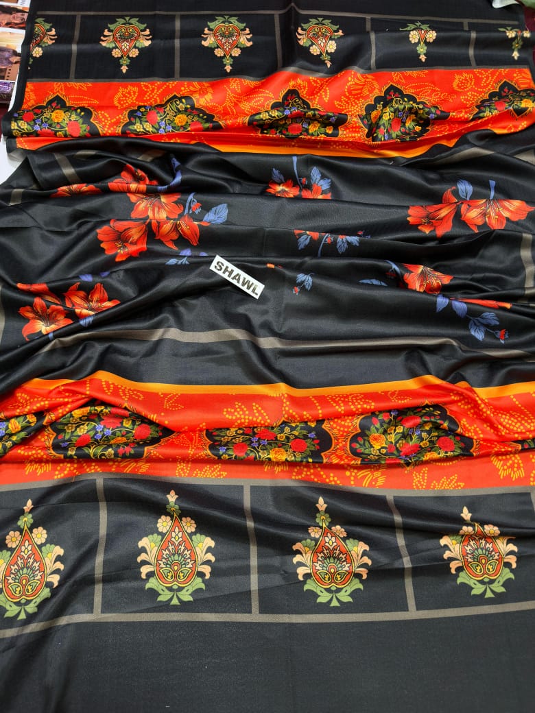 3PC Unstitched Dhanak Embroidery Suit-AB16